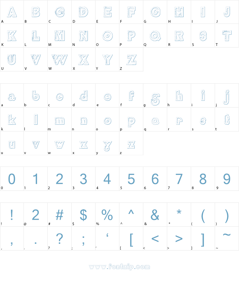DelamotteLargeRelief Beveled Font Character